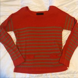 The Limited Striped Orange Crew Sweater